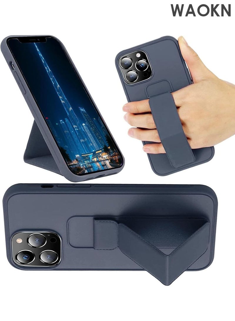 WAOKN Case for iPhone 16 Pro Max Cover, Back Stand Case with Magnet Holder, Premium Silicone Vertical and Horizontal Hand Strap Grip Case with Stand, Shockproof cover case for iPhone 16 Pro Max（Ocean Blue） - Image 1