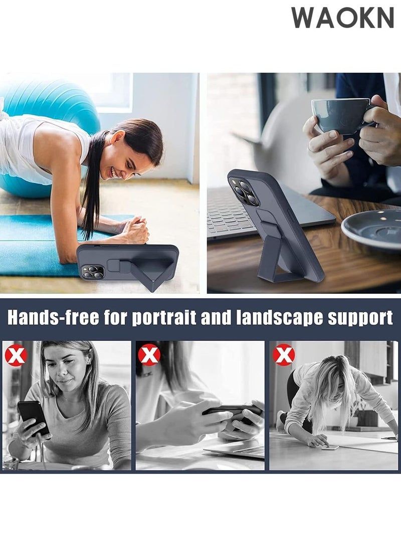 WAOKN Case for iPhone 16 Pro Max Cover, Back Stand Case with Magnet Holder, Premium Silicone Vertical and Horizontal Hand Strap Grip Case with Stand, Shockproof cover case for iPhone 16 Pro Max（Ocean Blue） - Image 2