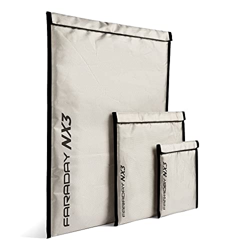 Faraday Defense 3 Pack Mega Kit NX3 Triple-Layer Cyber Fabric Faraday Bags - Fast, Easy Access for Device Shielding - Protect Data and Devices from Hacking, Tracking, EMP - Image 1