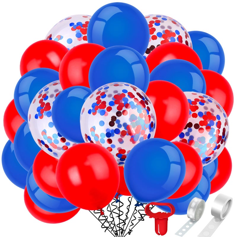 TecUnite 80 Piece Red Blue and White Balloon Kit Independence Day Confetti Latex Balloons 12 Inch for 4th July Event Party Arch Decorations Supplies