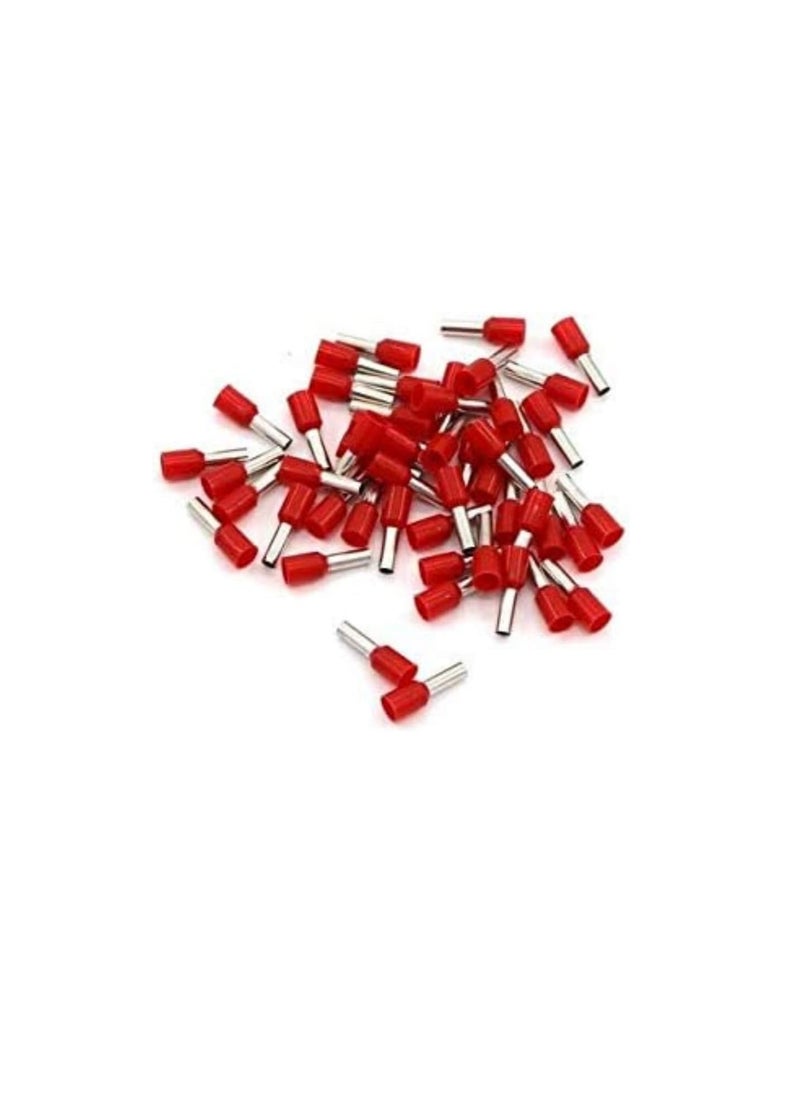 Generic Insulated Ferrules Terminal Block Cord End Wire Tubular Connector, Electrical Crimp Cable Lugs, Terminal Cable Crimp Cable Sleeve for Wire Connection (Pack of 100) (1.5mm - E1508, Red)  - Image 1