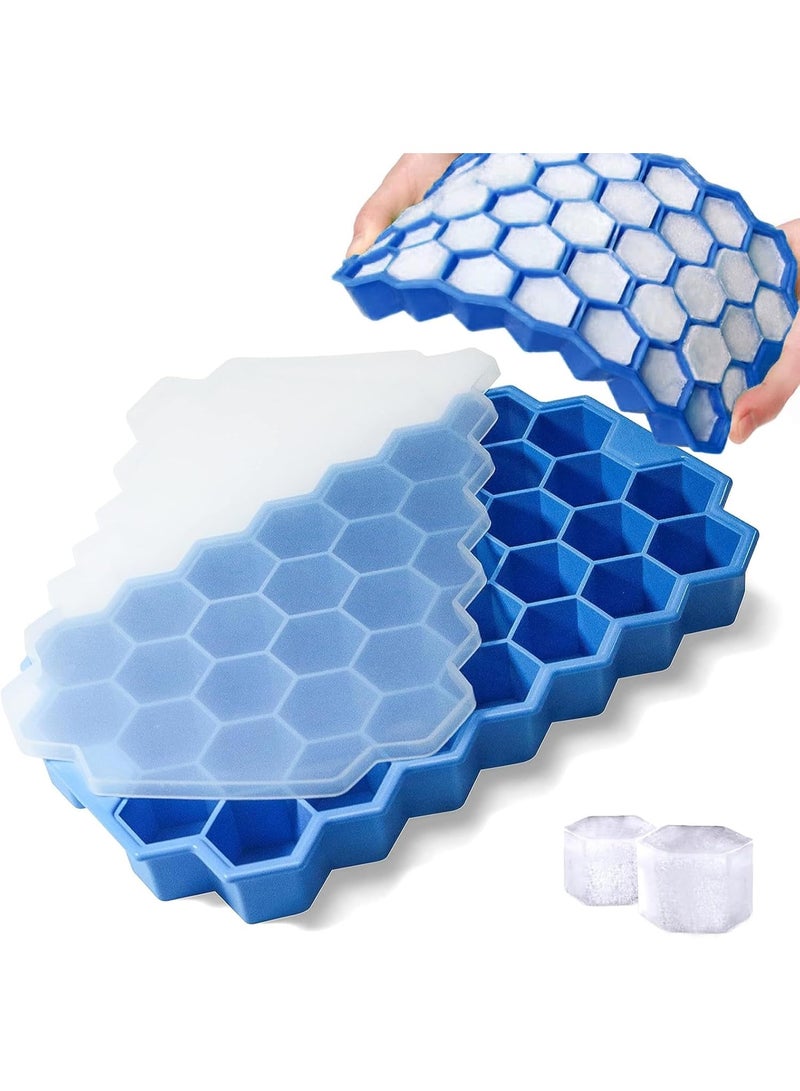 Silicone Ice Cube Trays with Lid - 37 Reusable BPA-Free Mini Freezer Ice Cube Molds, Easy Release for Cocktails, Dishwasher Safe, 2 Pack  - Image 1