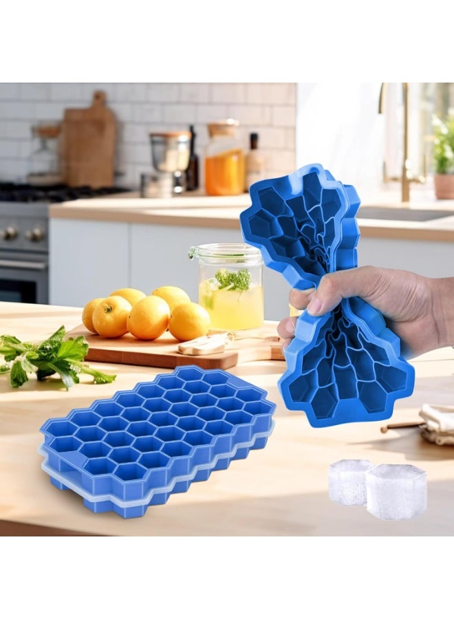 Silicone Ice Cube Trays with Lid - 37 Reusable BPA-Free Mini Freezer Ice Cube Molds, Easy Release for Cocktails, Dishwasher Safe, 2 Pack  - Image 2