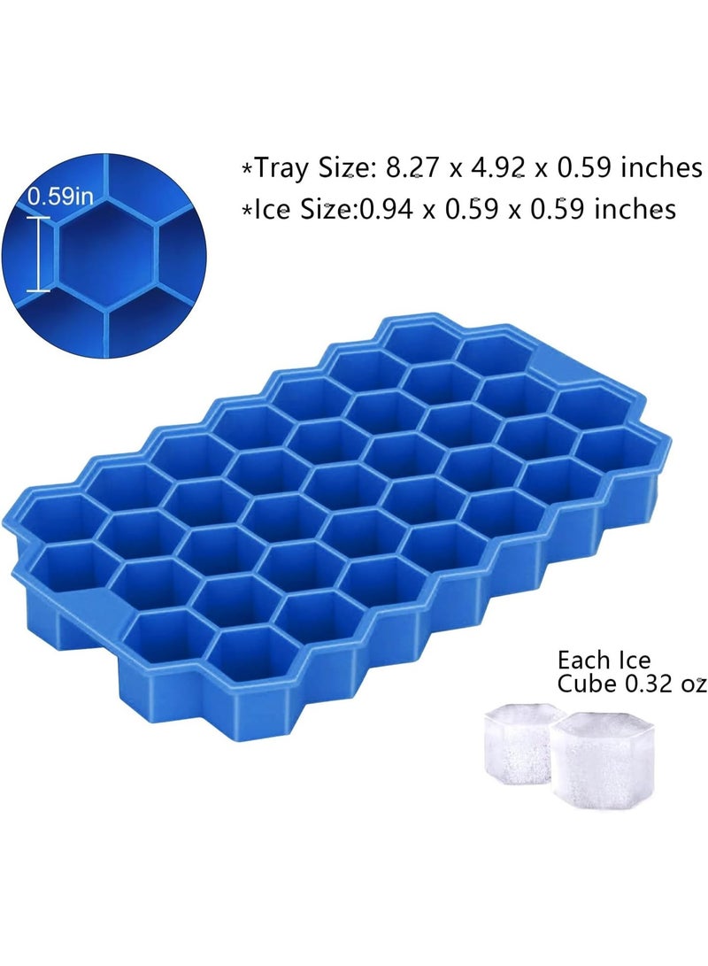 Silicone Ice Cube Trays with Lid - 37 Reusable BPA-Free Mini Freezer Ice Cube Molds, Easy Release for Cocktails, Dishwasher Safe, 2 Pack  - Image 3