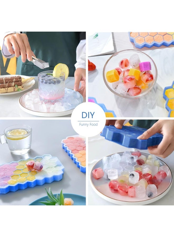 Silicone Ice Cube Trays with Lid - 37 Reusable BPA-Free Mini Freezer Ice Cube Molds, Easy Release for Cocktails, Dishwasher Safe, 2 Pack  - Image 4