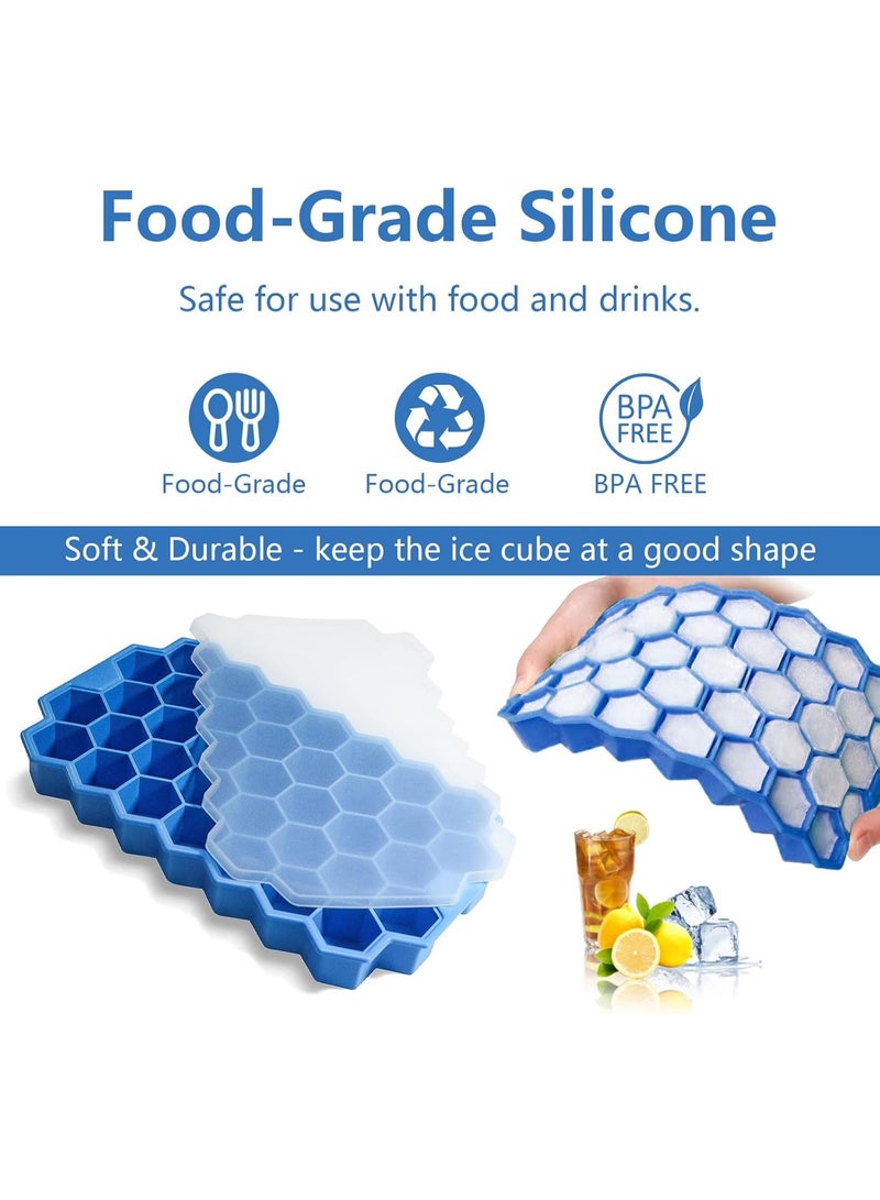 Silicone Ice Cube Trays with Lid - 37 Reusable BPA-Free Mini Freezer Ice Cube Molds, Easy Release for Cocktails, Dishwasher Safe, 2 Pack  - Image 5