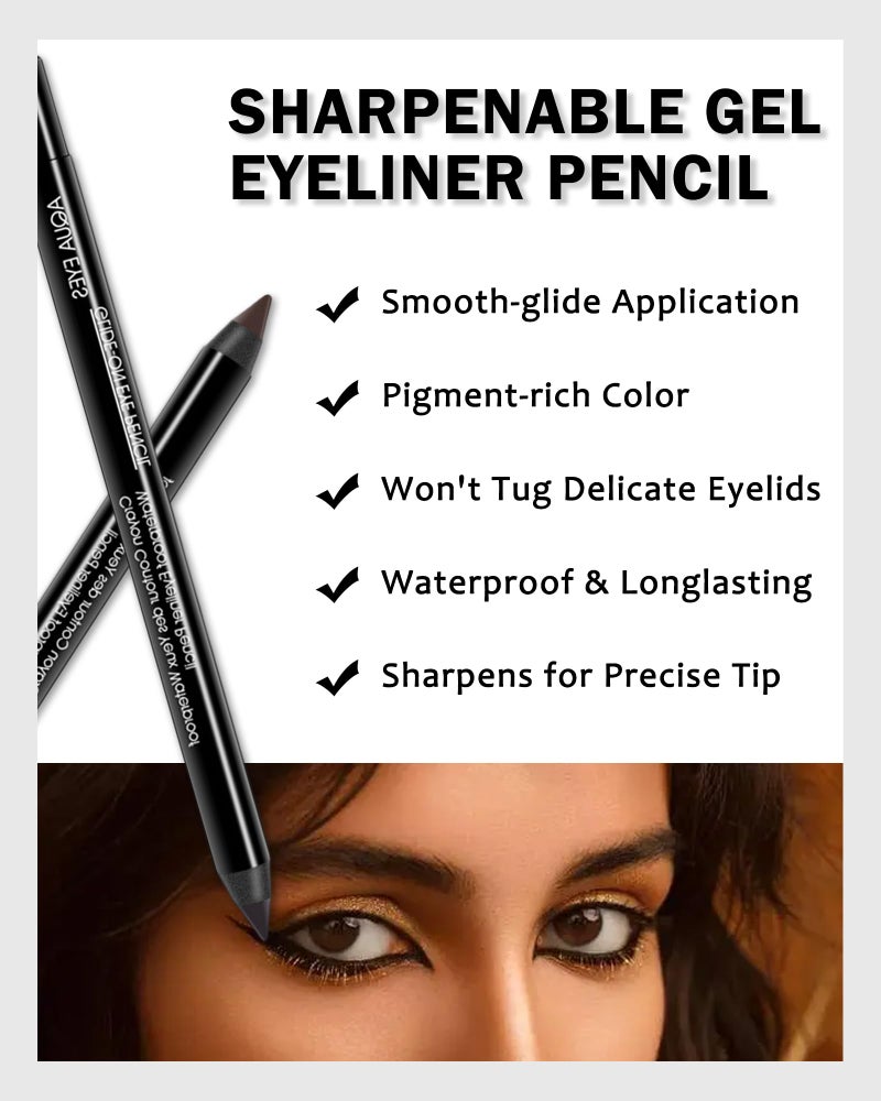 LYSdefeu Black Gel Eyeliner-2 Pcs Black Waterproof Smudgeproof Matte Waterline Gel Eye Liner Pencil,Longlasting Eye Liner Pen, Smooth Easy-to-Sharpen Water Line Pencil for Older Women Eye Makeup,with Sharpener - Image 3