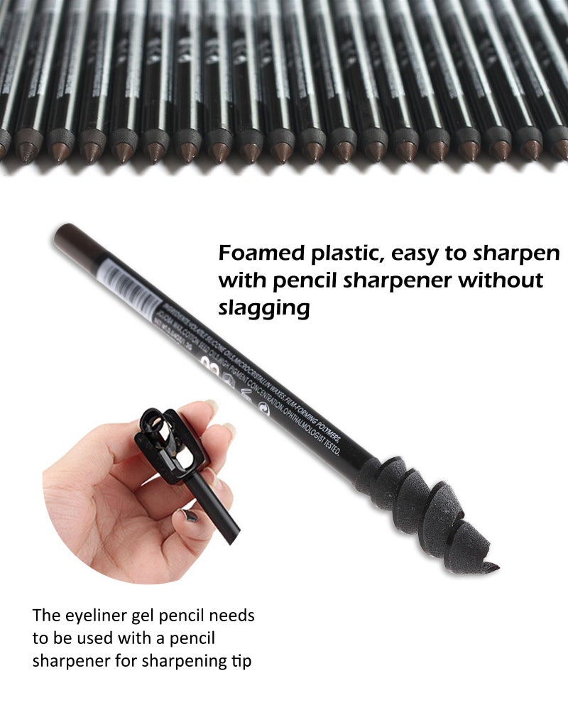 LYSdefeu Black Gel Eyeliner-2 Pcs Black Waterproof Smudgeproof Matte Waterline Gel Eye Liner Pencil,Longlasting Eye Liner Pen, Smooth Easy-to-Sharpen Water Line Pencil for Older Women Eye Makeup,with Sharpener - Image 5