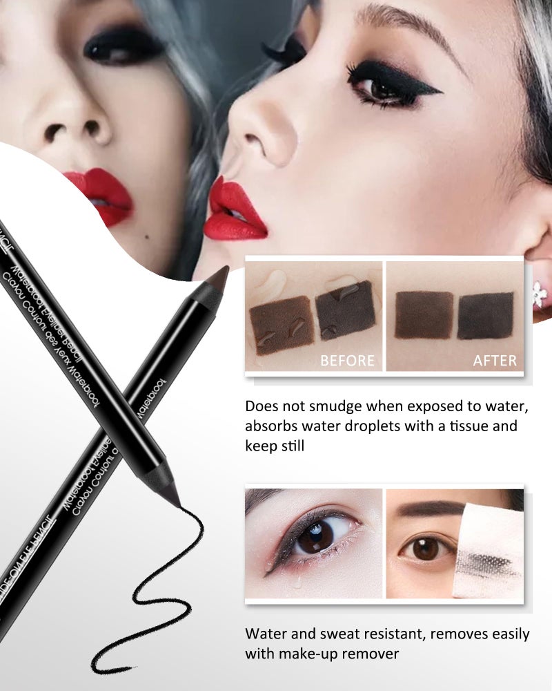 LYSdefeu Black Gel Eyeliner-2 Pcs Black Waterproof Smudgeproof Matte Waterline Gel Eye Liner Pencil,Longlasting Eye Liner Pen, Smooth Easy-to-Sharpen Water Line Pencil for Older Women Eye Makeup,with Sharpener - Image 4