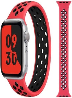 Sport Silicone solo loop replacement band for apple watch (38 mm/40 mm - Medium, red/black)