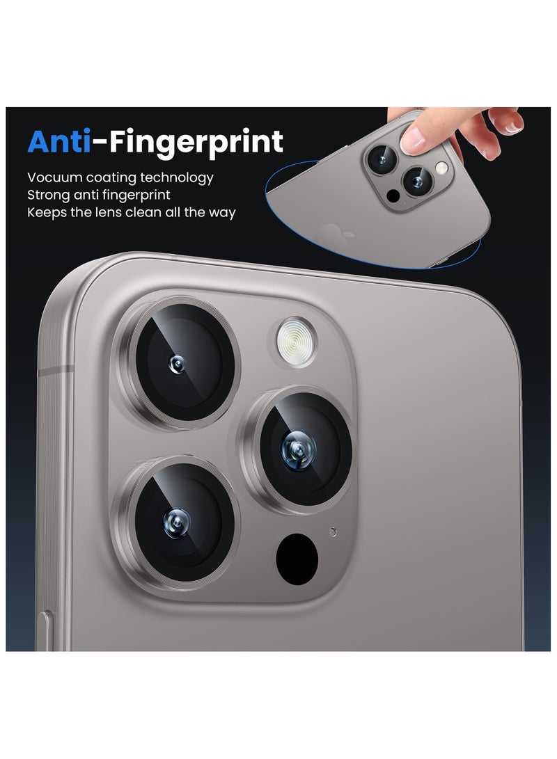 Camera Lens Protector for iPhone 16 Pro 6.3-Inch and iPhone 16 Pro Max 6.9-Inch, 9H Tempered Glass Metal Individual Ring Cover, HD Clear, 3-Pieces Natural Titanium - Image 5
