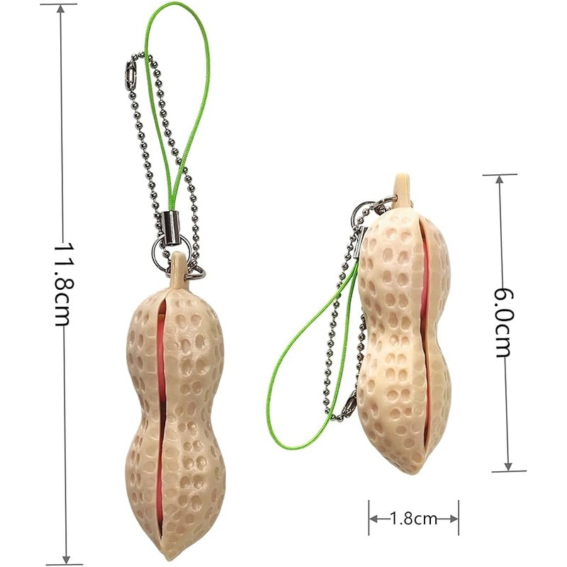 Ganjiang 6PCS Squeeze Bean Keychain Fidget Toys Pack for Both Children and Adult (3pcs Pea & 3pcs Peanut) - Image 3
