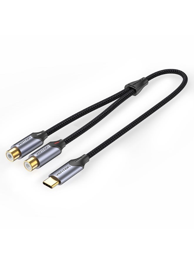 VENTION USB-C Male to 2-Female RCA Cable 0.5M Gray Aluminum Alloy Type Model # BGVHD - Image 1