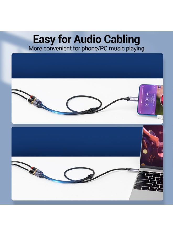 VENTION USB-C Male to 2-Female RCA Cable 0.5M Gray Aluminum Alloy Type Model # BGVHD - Image 4