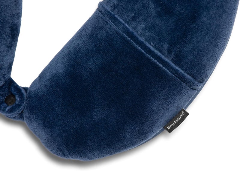 Brookstone Microbead Travel Head and Neck Pillow Lightweight and Plush with Phone or Headphone Pocket, Blue - Image 3