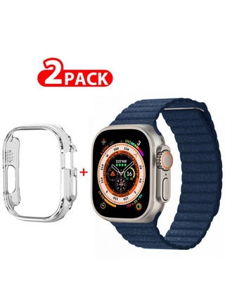 2 Packs For Apple Watch Band 49mm Leather Loop Band Magnetic Watch Strap Wristband and Clear Cup Holder Blue - pzsku/ZCE0FB7D4CD20C821136AZ/45/_/1688556339/7417aef3-7605-432a-905b-f48d0d45ed12