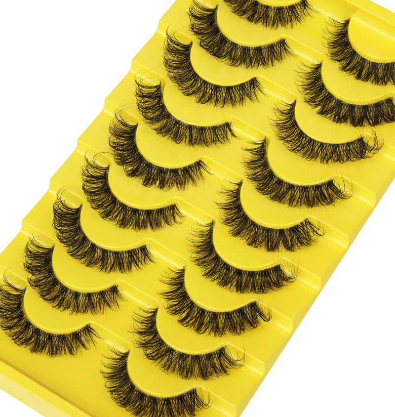 zanlufly False Eyelashes Russian Strip Lashes D Curl Wispy Natural Look Faux Mink Lashes Like Eyelash Extension Fluffy zanlufly Transparent Band Cat Eye Fake Eyelashes Pack - Image 5