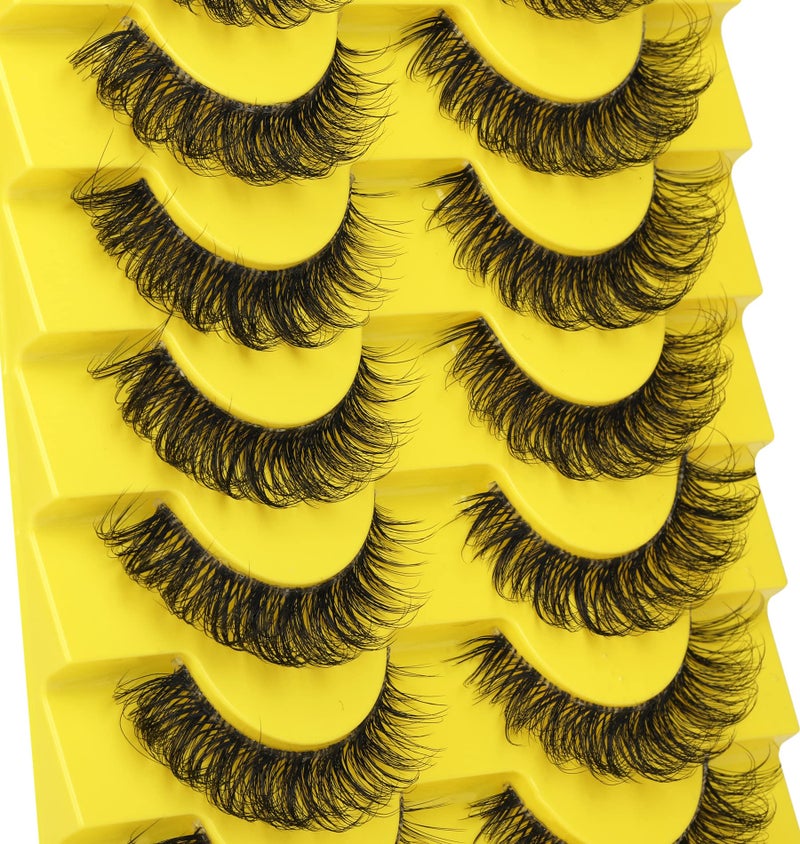zanlufly False Eyelashes Russian Strip Lashes D Curl Wispy Natural Look Faux Mink Lashes Like Eyelash Extension Fluffy zanlufly Transparent Band Cat Eye Fake Eyelashes Pack - Image 3