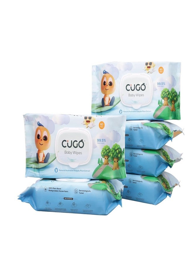 Cugo Baby Wipes, Gentle on Sensitive Skin, Plant-Based Fabric, 99.5% Water-Based, Natural Australian Kakadu Plum Infused, Dermatologically Tested, Newborn Safe, Biodegradable | Pack of 6 - Image 1