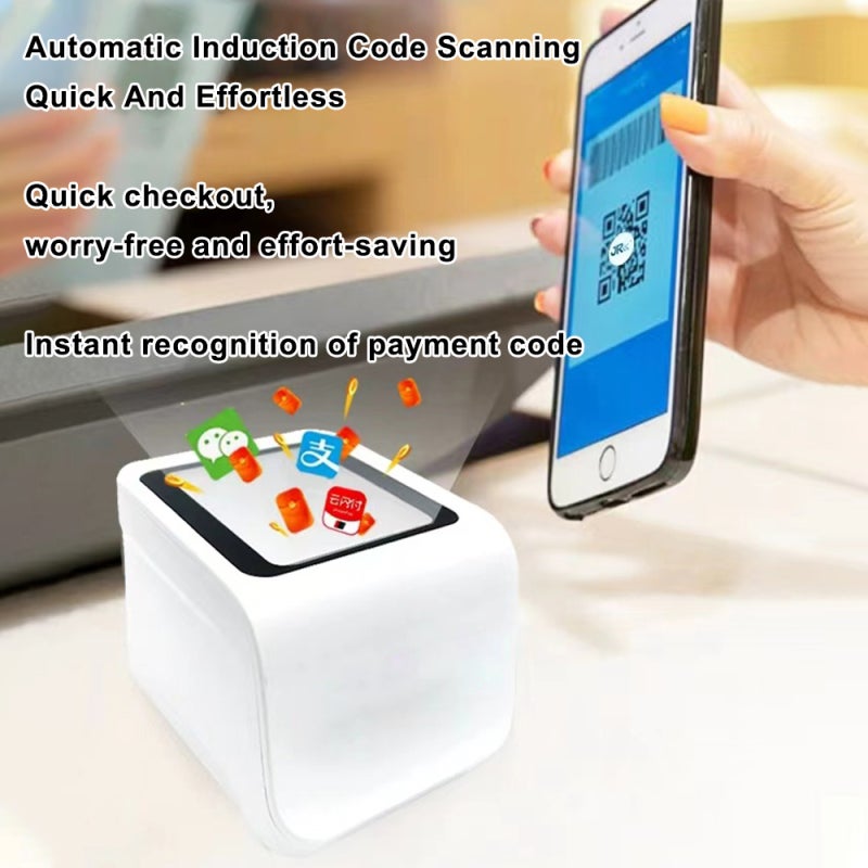 Desktop Barcode Scanner: USB Wired White Auto-Sensor Fast Sensitive Decoding - Large Scanning Window Hands-Free QR Code Scanner for Supermarket Restaurant Retail Store POS Checkout - Image 4