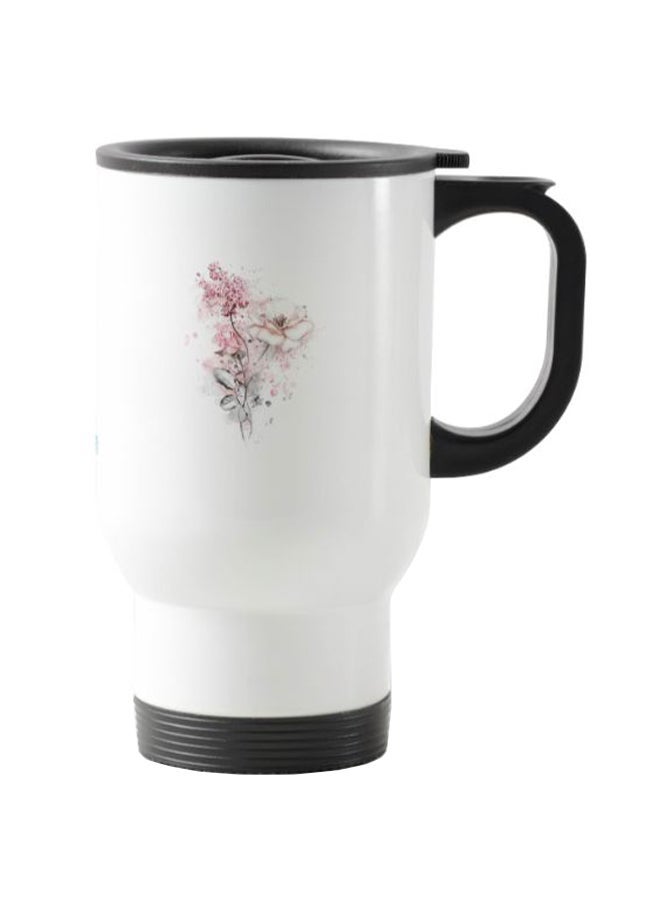 Rose Printed Travel Mug White 13centimeter