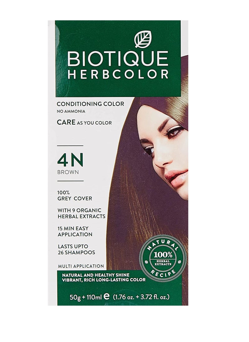 Biotique Bio Herb Color Conditioning Hair Color, 50g + 110ml Brown 4N  Pack of 1  - Image 2