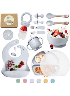 O'doe Baby Led Weaning Feeding Supplies for Toddlers, O'doe Baby Feeding Set | Suction Silicone Baby Bowl-Self Eating Utensils Set with Spoons, Bibs, Toddlers Spoon Set | Infant Food Plate Kit | Set of 17  - Image 1