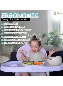 O'doe Baby Led Weaning Feeding Supplies for Toddlers, O'doe Baby Feeding Set | Suction Silicone Baby Bowl-Self Eating Utensils Set with Spoons, Bibs, Toddlers Spoon Set | Infant Food Plate Kit | Set of 17  - Image 2