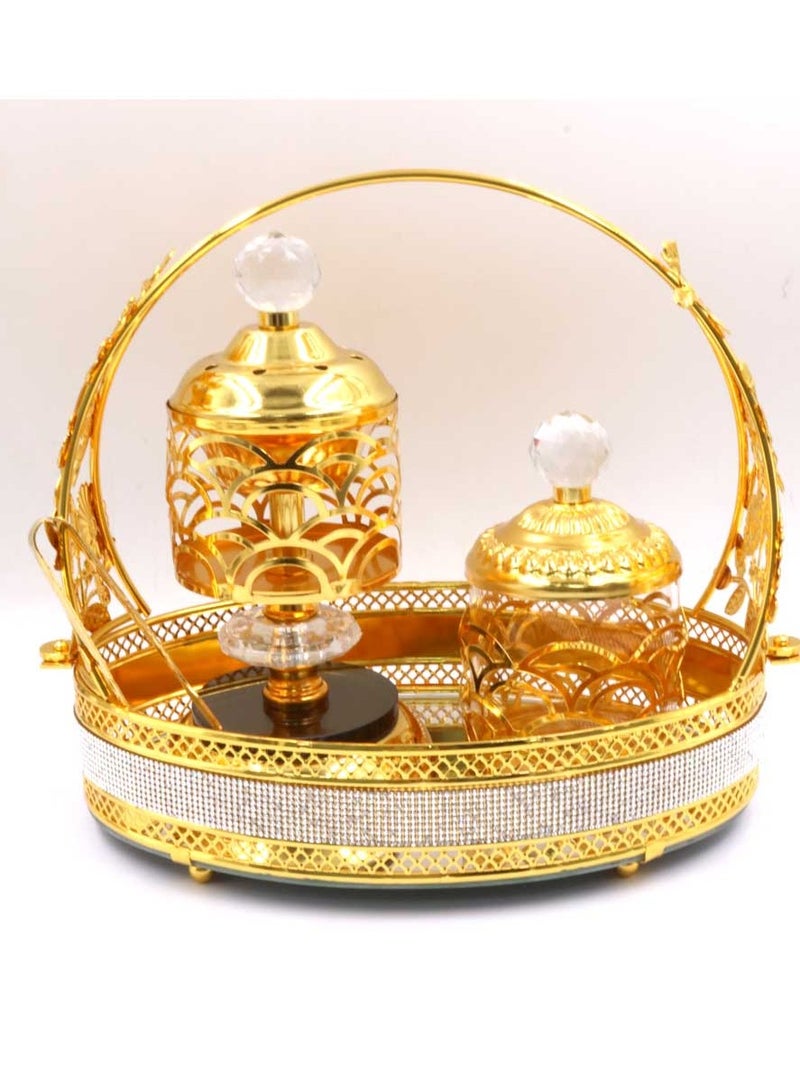Bakhoor BoSidin Golden Premium Incense Burner Set for Home Fragrance and Decore- MK816 - Image 1