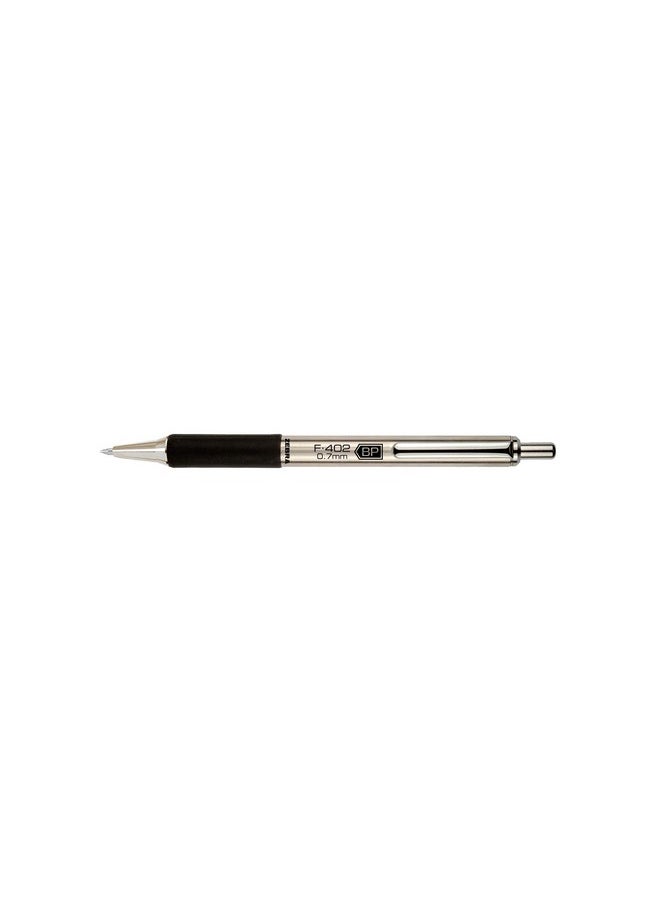 Zebra Pen - Fine Point F-402 Ballpoint Stainless Steel Pen, 0.7Mm Black Ink, 2 Black Ink Retractable Metal Pens With 2 Black Ink Refills In Pack. - Image 1
