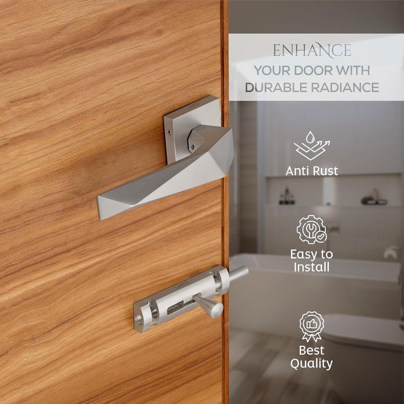 LAPO قفل باب حمام ثقيل مع مجموعة مقبض بدون مفتاح مع مزلاج نحاسي مثالي للشرفة، المخزن، المكتب، الفندق | تشطيب مطفي، نموذج-126 | ضمان 3 سنوات - Image 4