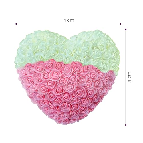 DecorTwist® Heart-Shaped Rose Foam Flower Gift | Valentine's Day, Wedding, Anniversary, Christmas Decor | Romantic Love Simulation Flower for Girlfriend & Home Decoration (Pink & White) - Image 5