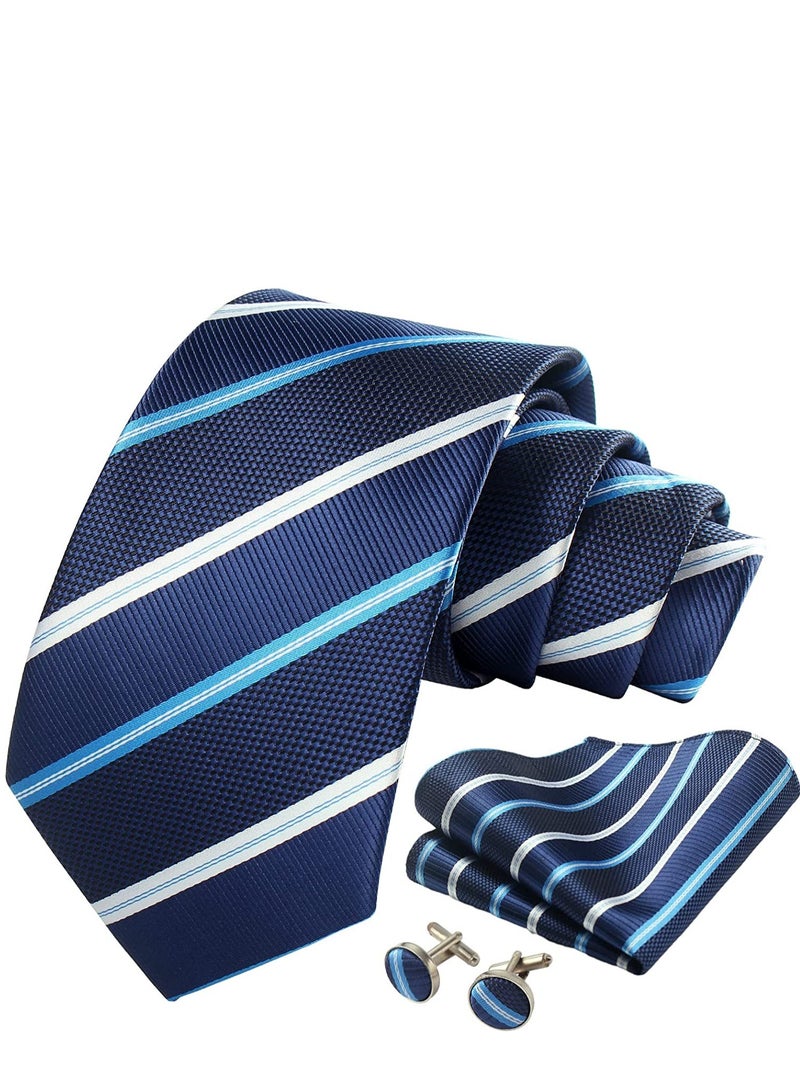LYNLYN Ties for Men Set with Pocket Square Cufflink and Tie Clip | Necktie Handkerchief in Gift Box  - Image 1