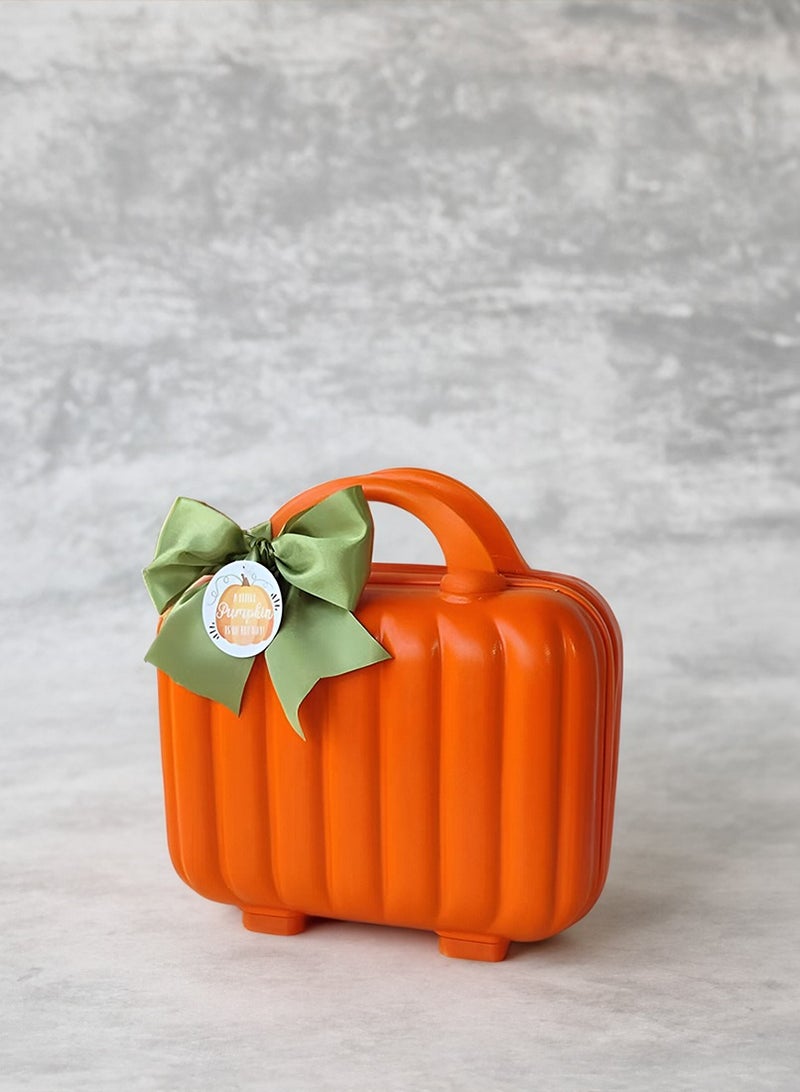 Pumpkin Themed Newborn Baby Gift Set – 2 Jumpsuits, Plush Pumpkin Doll, Bib, Blessing Card, Socks, & Pumpkin-Shaped Suitcase for Boys & Girls  - Image 4