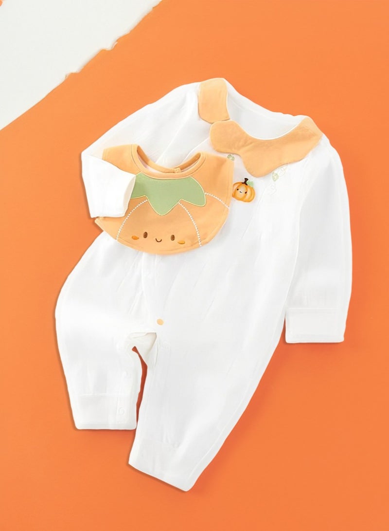 Pumpkin Themed Newborn Baby Gift Set – 2 Jumpsuits, Plush Pumpkin Doll, Bib, Blessing Card, Socks, & Pumpkin-Shaped Suitcase for Boys & Girls  - Image 5