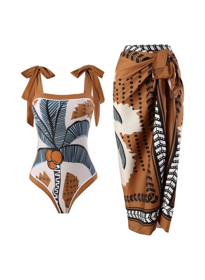 إسكدنيا ملابس سباحة نسائية أوروبية وأمريكية فرنسية كلاسيكية مطبوعة لعام 2024، فستان شاطئ لقضاء عطلة الربيع الساخن، ملابس سباحة رفيعة تغطي البطن - اللون: تنورة من الشاش - - Image 2