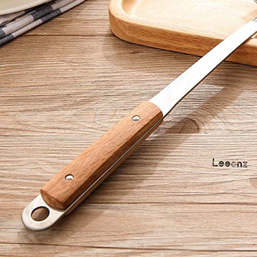 Leeonz Stainless Steel Wok Ladle & Shovel/Spatula - 36cm Metal Soup Ladle & Wok Spoon Spatula Set With Wooden Handle - Image 4