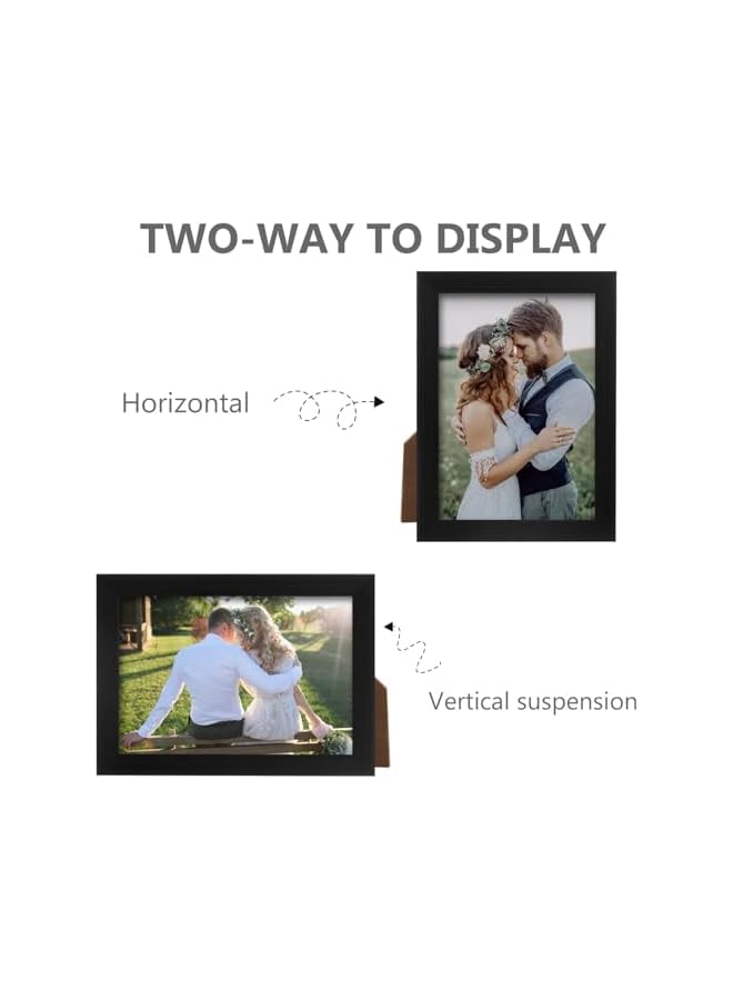 The Bros 5x7 inch Picture Frame Made of Solid Wood High Definition Glass for Table Top Display and Wall Mounting Photo Frame（Black) - Image 4