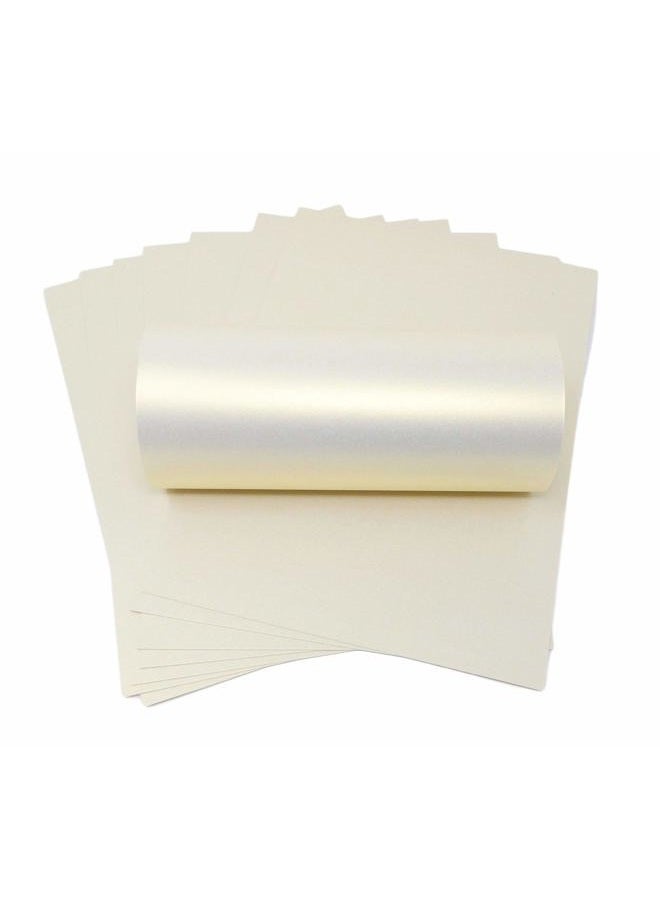 10 Sheets Ivory Ice Gold Haze Pearlescent Shimmer Double Sided A4 Decorative Card 300gsm / 110lb