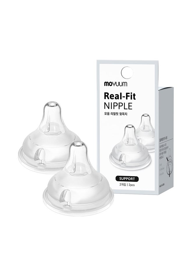02 pcs Real-Fit Baby Bottle Nipple – Soft, Premium Material, Anti-Colic Air Valve, Safe AND BPA-Free, Mom-Designed Comfort Support level 0+ months Stage 0