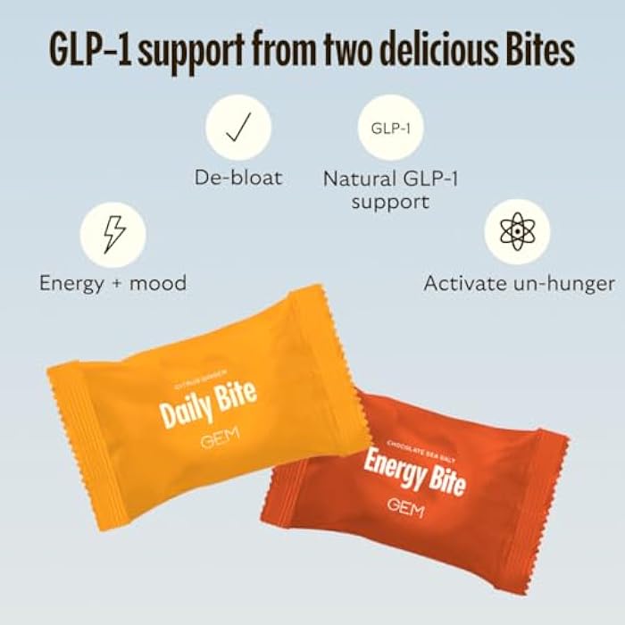 GEM GLP-1 Booster Bundle – Real Food Bites for Appetite & Metabolism Support – 28 Servings of GEM’s Daily Bites and Caffeinated Energy Aid Bites – Whole Food Nutrients, Vegan, Gluten-Free - Image 4