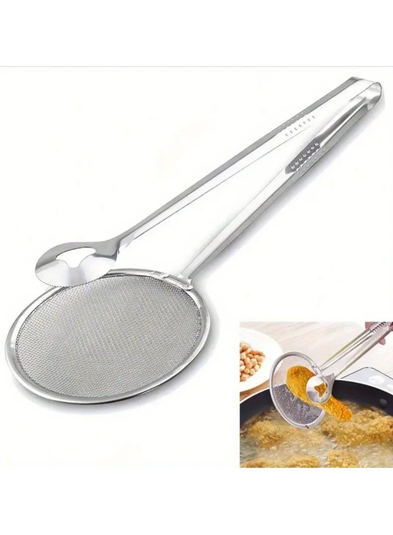 LDQ Stainless Steel Oil Draining Clamp with Built-in Sieve – Multipurpose Kitchen Strainer Tong for Frying and Cooking, Food-Safe Material, Ergonomic Handle, Fits All Pots and Pans, Reduces Grease, Easy to Clean, Heavy-Duty Food Prep Tool - Image 2
