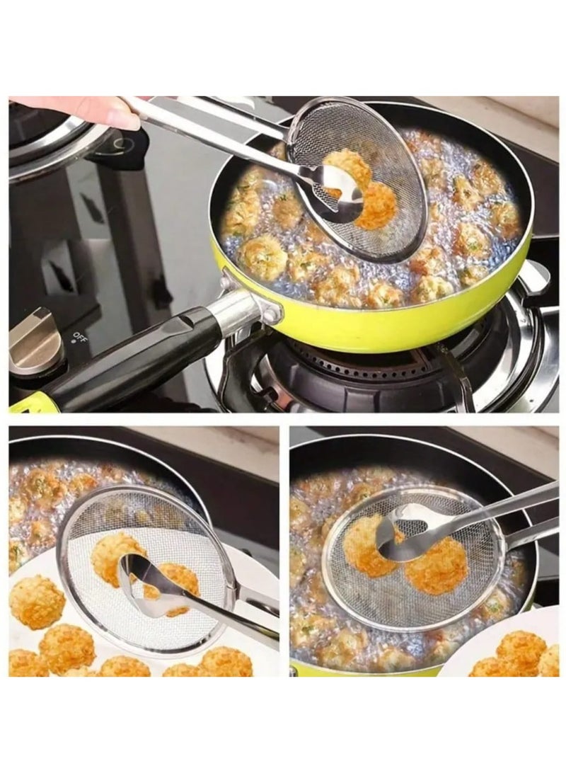 LDQ Stainless Steel Oil Draining Clamp with Built-in Sieve – Multipurpose Kitchen Strainer Tong for Frying and Cooking, Food-Safe Material, Ergonomic Handle, Fits All Pots and Pans, Reduces Grease, Easy to Clean, Heavy-Duty Food Prep Tool - Image 3