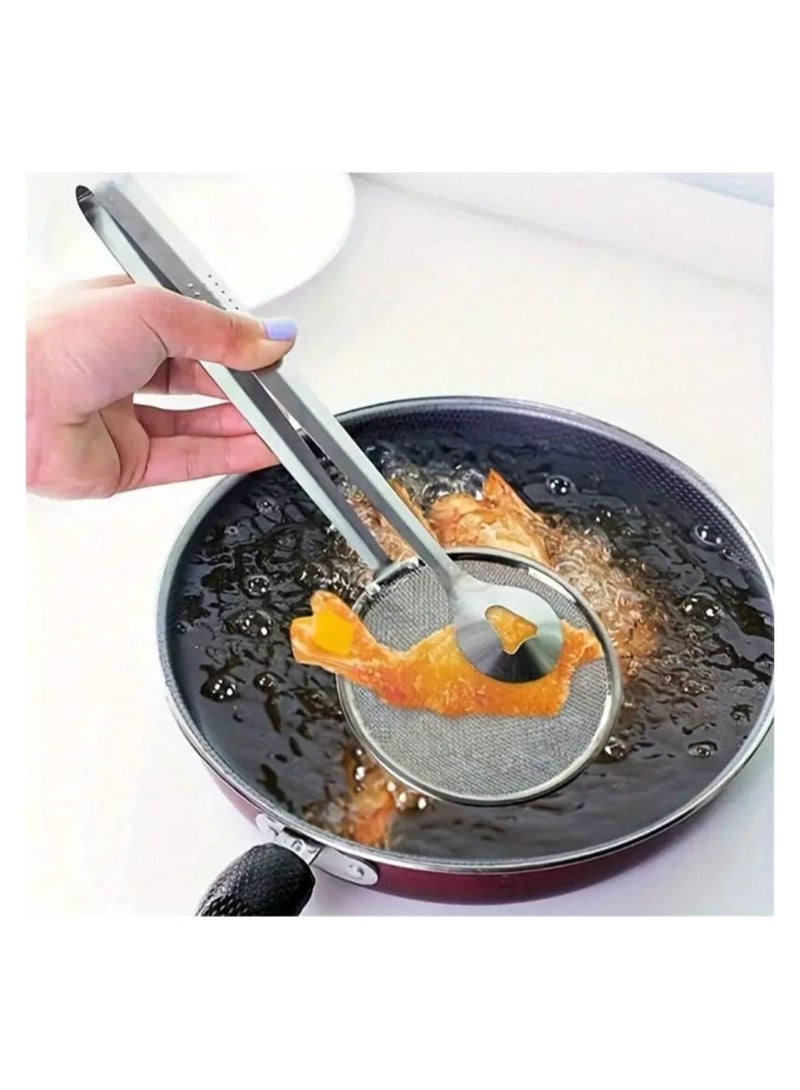 LDQ Stainless Steel Oil Draining Clamp with Built-in Sieve – Multipurpose Kitchen Strainer Tong for Frying and Cooking, Food-Safe Material, Ergonomic Handle, Fits All Pots and Pans, Reduces Grease, Easy to Clean, Heavy-Duty Food Prep Tool - Image 4