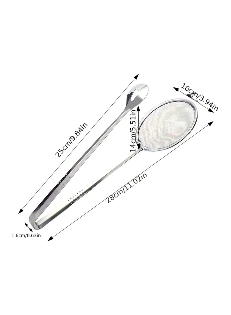 LDQ Stainless Steel Oil Draining Clamp with Built-in Sieve – Multipurpose Kitchen Strainer Tong for Frying and Cooking, Food-Safe Material, Ergonomic Handle, Fits All Pots and Pans, Reduces Grease, Easy to Clean, Heavy-Duty Food Prep Tool - Image 5