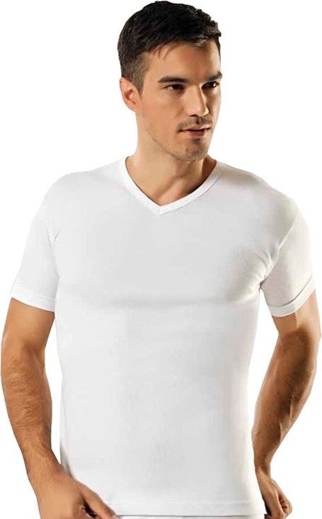 Tutku Ribbed V-Neck Men's Undershirt Undershirt White 3-Pack