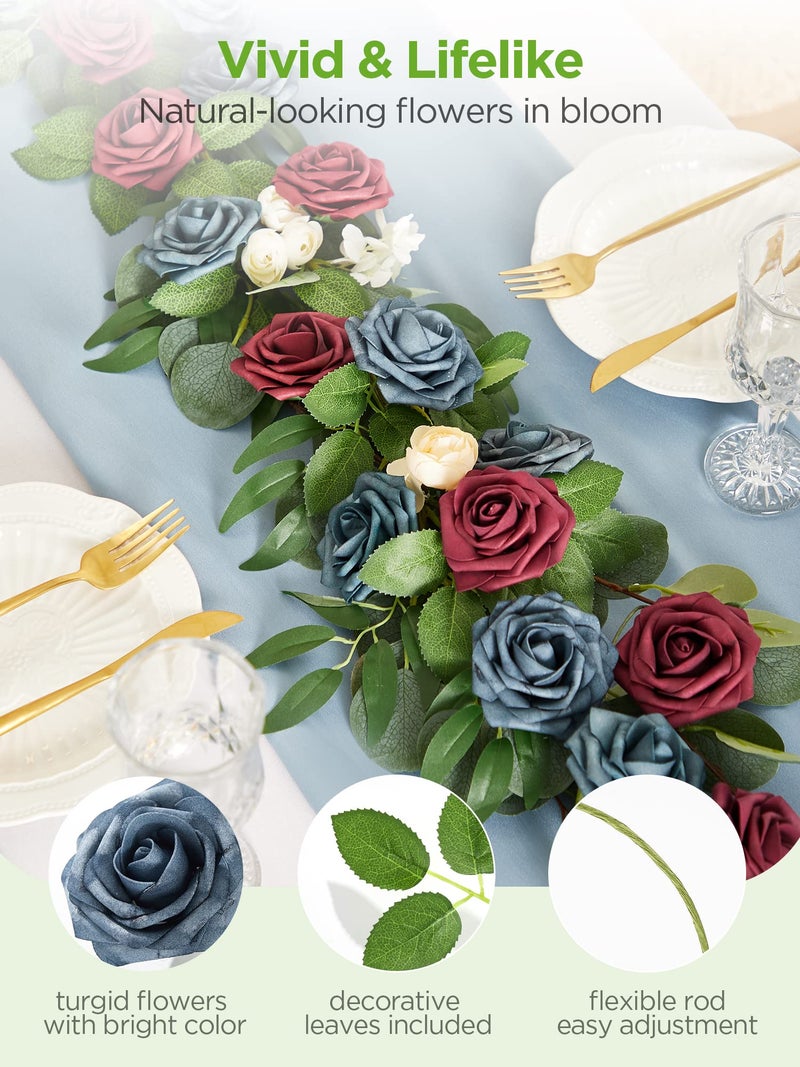 InnoGear Artificial Roses Foam Flowers  50 Pcs Dusty Blue Shades Roses Artificial Flowers Fake Roses for Decoration DIY Wedding Bouquets Centerpieces Bridal Shower Party Valentine's Day Christmas Xmas - Image 2