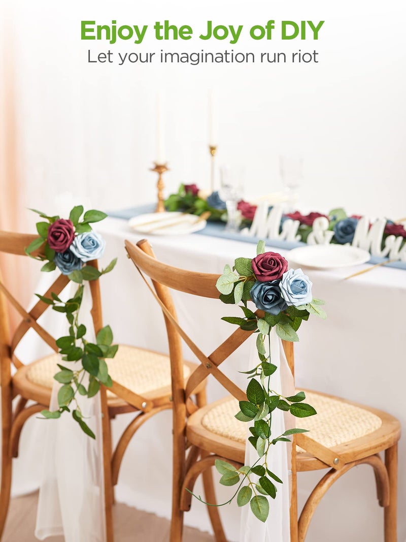 InnoGear Artificial Roses Foam Flowers  50 Pcs Dusty Blue Shades Roses Artificial Flowers Fake Roses for Decoration DIY Wedding Bouquets Centerpieces Bridal Shower Party Valentine's Day Christmas Xmas - Image 3