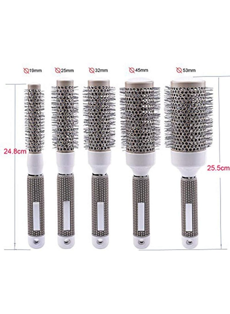 Ceramic Ionic Round Hair Brush Set – 5-Piece Styling & Blow Drying Barrel Brush Kit (19mm to 53mm) – Anti-Frizz Thermal Hairdressing Tools for All Hair Types - Image 2