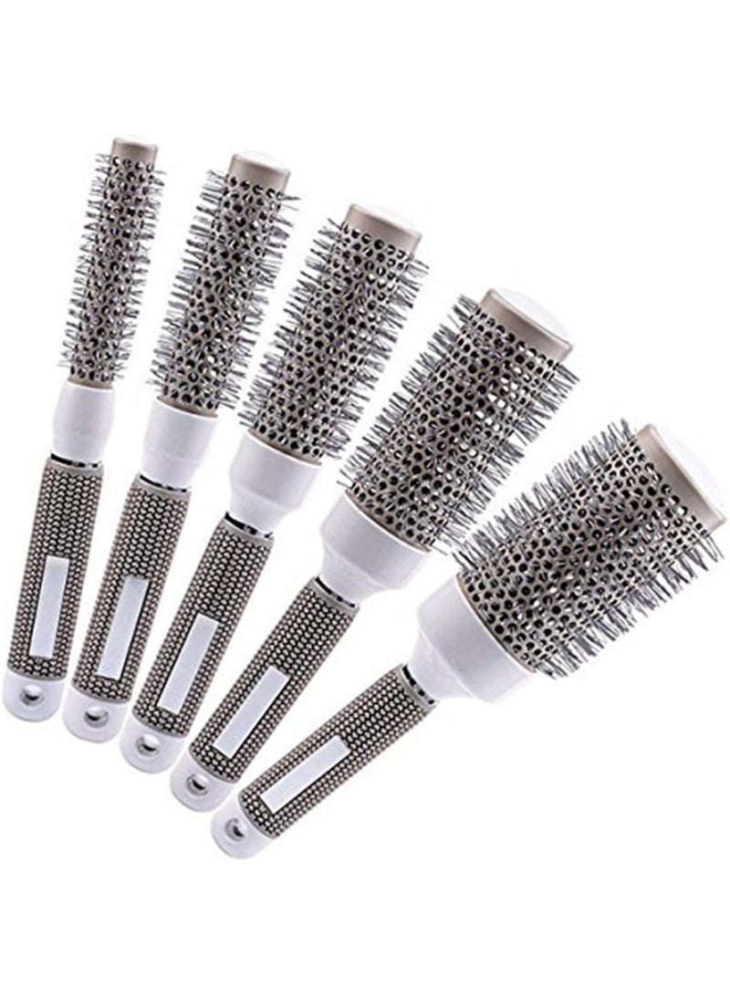 Ceramic Ionic Round Hair Brush Set – 5-Piece Styling & Blow Drying Barrel Brush Kit (19mm to 53mm) – Anti-Frizz Thermal Hairdressing Tools for All Hair Types - Image 1